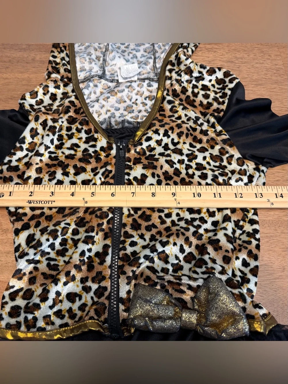 Sassy Spots Leopard Print Costume Girls Size XL Cat Feline Hooded Dress EUC